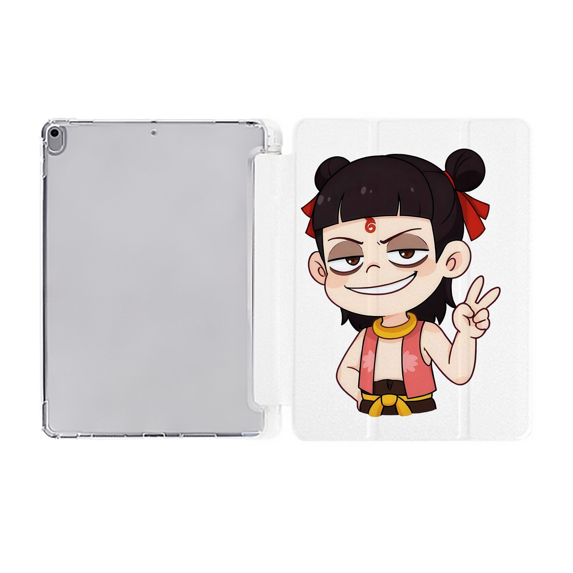 （画像用） Ne Zha 2 ナタ 魔童の大暴れ IPad ケース ペン収納付き 三つ折りスタンド PUレザー×シリコン 対応機種9.5/10.5/10.9インチ